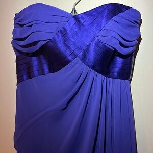 ABS Allen Schwartz Collection purple strapless satin chiffon dress size 2